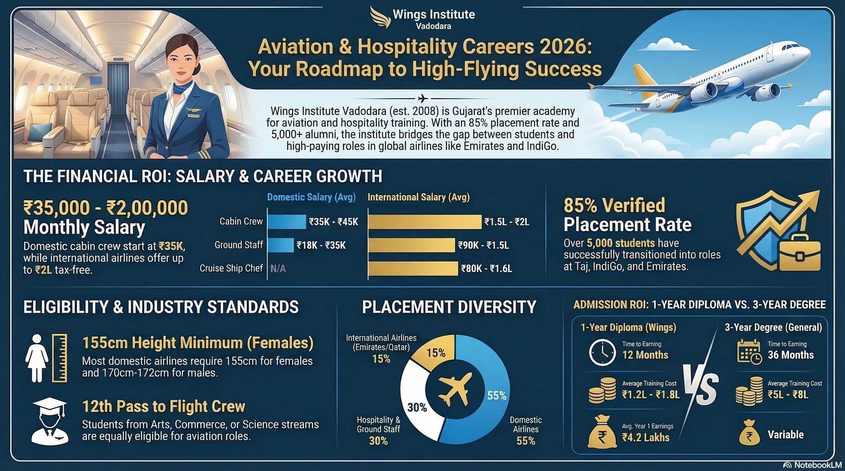 Aviation Academy Vadodara Placement List 2026: Verified Alumni Success at Airlines - Cabin Crew career guide from Wings Institute Vadodara Gujarat